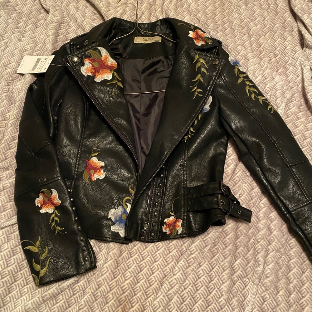 Vegan leather motorcycle jacket